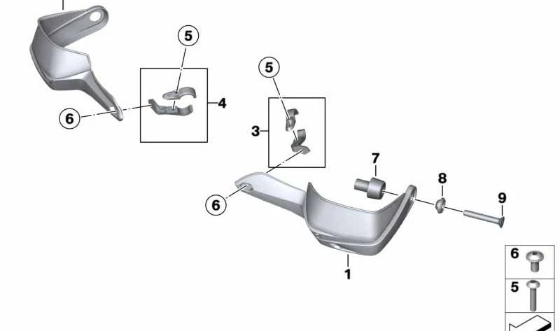 Protección de mano derecho OEM 71607703158 para motos BMW R1200GS, R1200GS Adventure. Original BMW Motorrad.