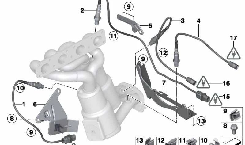 Soporte conector sonda lambda OEM 11787566156 para BMW E81, E82, E87, E88, E90, E91, E92, E93, E84. Pieza original BMW.