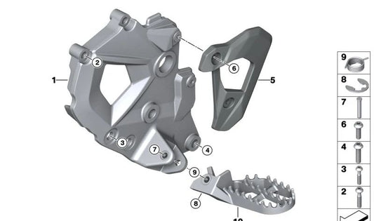 Protección de talón izquierdo OEM 46718392295 para motos BMW F 750 GS, F 850 GS, F 900 GS, F 850 GS Adventure, F 900 GS Adventure. Original BMW Motorrad.
