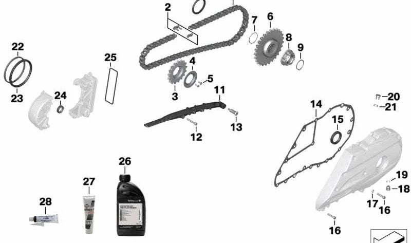 Rueda de cadena trasera OEM 33178549284 para motos BMW C 600 Sport, C 650 Sport, C 650 GT. Original BMW Motorrad.