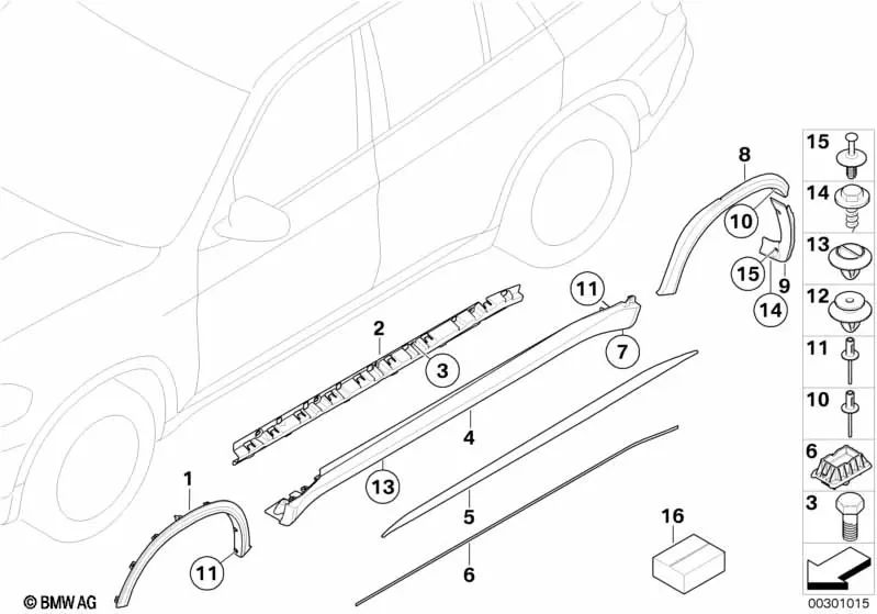 Primed left wheel arch extension OEM 51128037283 for BMW X5 E70, X5 E70 LCI. Genuine BMW.