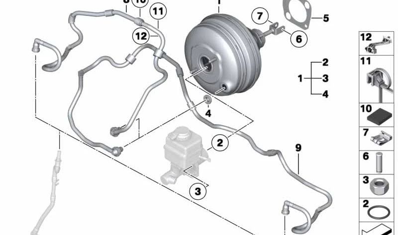 Tubo de vacío OEM 11667800723 para BMW F07, F10, F11, F01, F02. Original BMW.