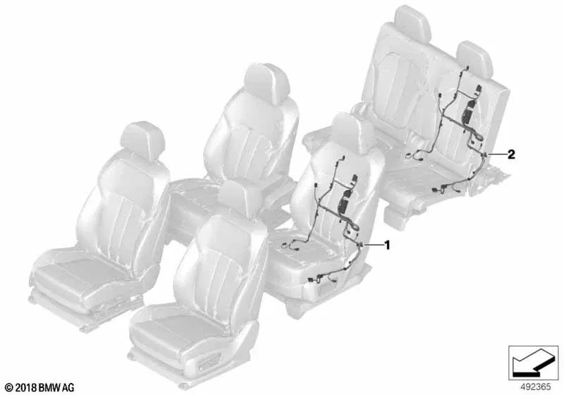 Conjunto de cabos do banco traseiro direito OEM 61125A1D5B1 para BMW X7 G07, ALPINA XB7 G07. BMW genuíno.