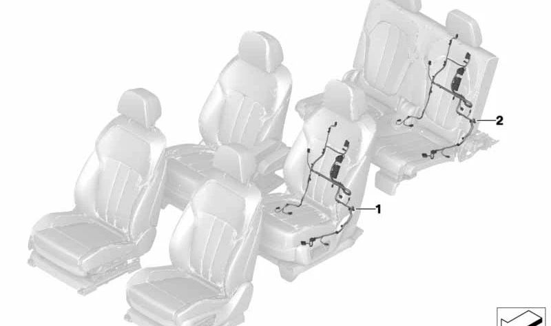Cableado asiento trasero izquierdo OEM 61128736584 para BMW X7 G07 (modelos M50i, xDrive30d, xDrive40d). Original BMW.