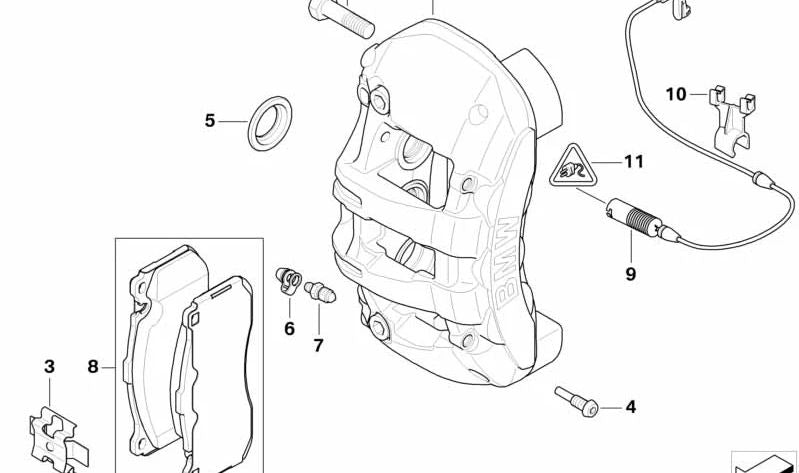 Corps de serrage de frein gauche pour BMW E82, E88 (OEM 34106786059). BMW d'origine
