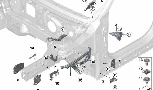 LEFT REINFORCEMENT OEM 41007427127 for BMW X1 F48, F48N, F49, F49N and BMW X2 F39. Original BMW piece.