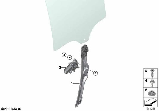 Window lifter without motor rear left for BMW F16, F86 (OEM 51357286487). Original BMW.