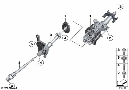 Árbol de dirección con regulación eléctrica OEM 32306788155 para BMW F07, F10, F11, F06, F12, F13, F01, F02, F04... y más. Original BMW.