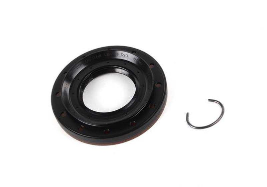 Rear differential retainer with OEM 33107505604 safety ring for BMW E81, E82, E87, E88, E46, E90, E91, E92, E93, E39, E60, E61, E63, E64, E38, E65, E66, E84, E83, F25, F25, F25, F2 E85, E86, E89. Original BMW.