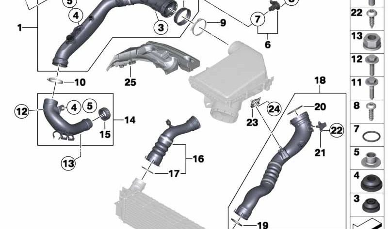 Junta de admisión OEM 13717571359 para BMW F07, F10, F11, F18, F06, F12, F13, F01, F02, F25, F26, E70, F15, E71, F16. Original BMW.