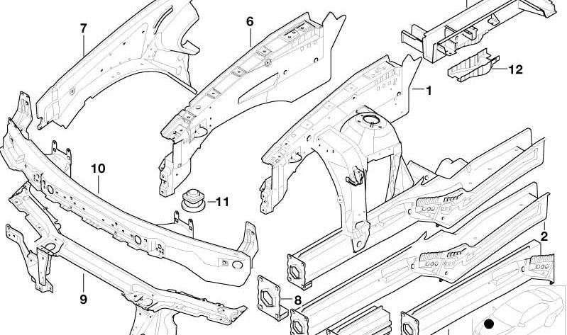 Soporte frontal OEM 51718402319 para BMW X5 E53. Original BMW.