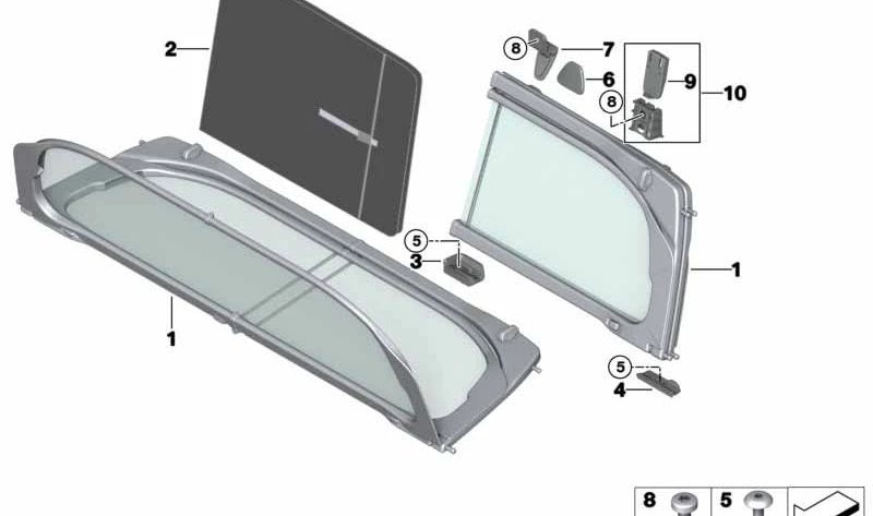 Soporte de cortavientos izquierdo OEM 54347351101 para BMW F33 y F83. Original BMW.