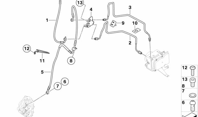 Tubería de freno delantero OEM 34327700780 para motos BMW F650GS, F800GS. Original BMW Motorrad.