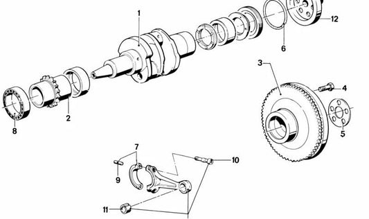 Volante motor OEM 11221336380 para BMW E30, E34, E36, E28, E24, E32, Z1. Compatible con motores M20. Recambio original BMW.