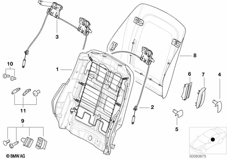 Cubierta derecha para BMW Serie 3 E46 (OEM 52108242838). Original BMW.