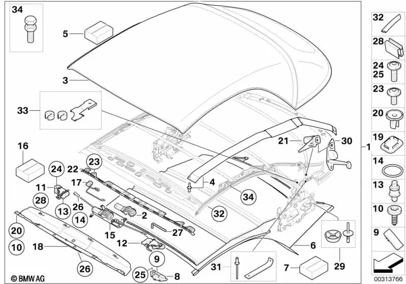 Reparaturkit links Hauptsäule für BMW E88 (OEM 54347311688). Original BMW.