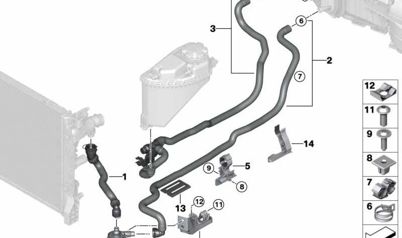 Advance refrigerant hose 2 OEM 64219868360 for BMW G30, G11, G12, G14, G15, G16. Original BMW.