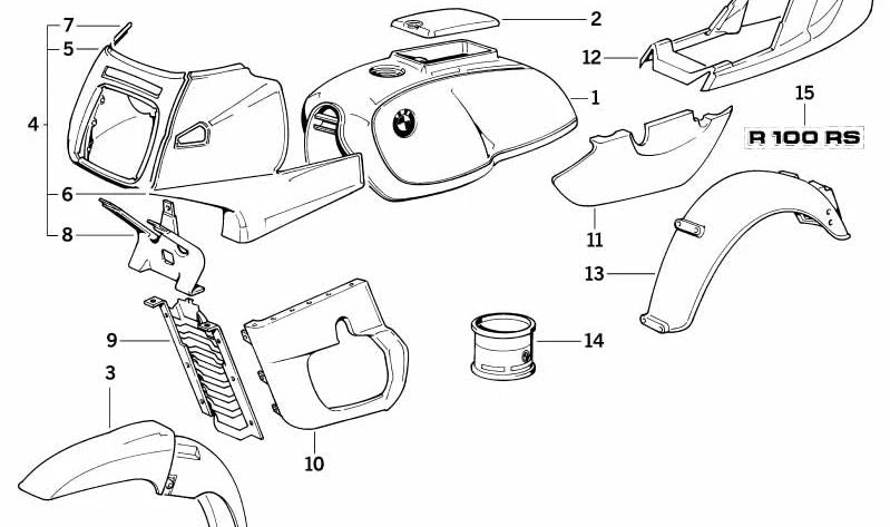 Guardabarros trasero OEM 46621452290 para BMW Motorrad (R1200GS, R1250GS, F800R, F850GS, S1000XR, K1600GT y otros modelos compatibles). Original BMW.