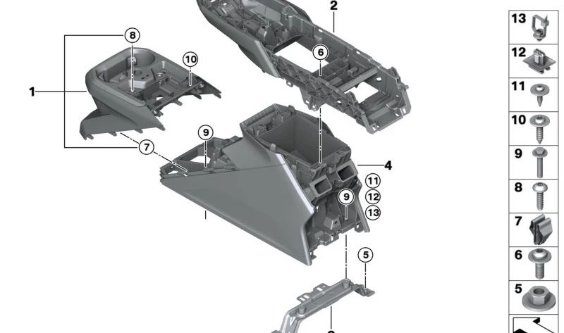 Console centrale superiore OM 51165A38972 per BMW X5 G05 e BMW X6 G06. BMW originale.