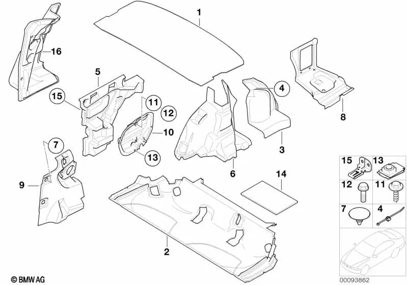 Akustische hintere Bodenisolierung für BMW E46 (OEM 51488252759). Original BMW.