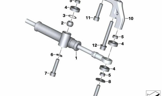 Amortiguador de dirección OEM 31427653149 para BMW F800GT, F800S, F800ST, F800R. Original BMW Motorrad.