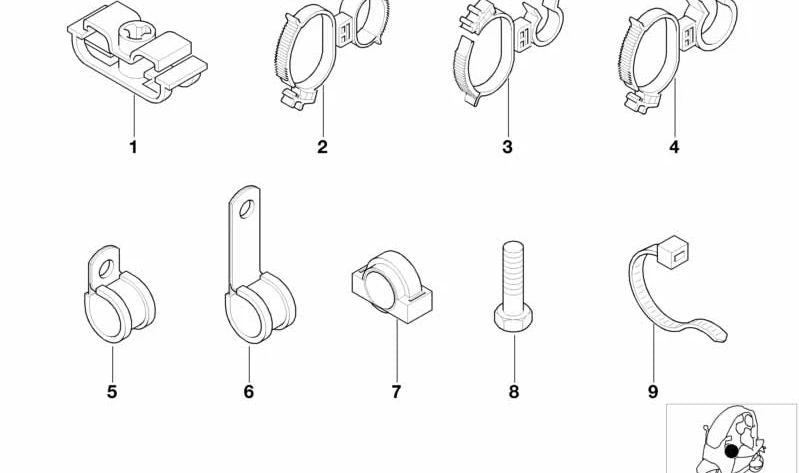 OEM cable support 61138352829 for BMW E39, F25. Original BMW.