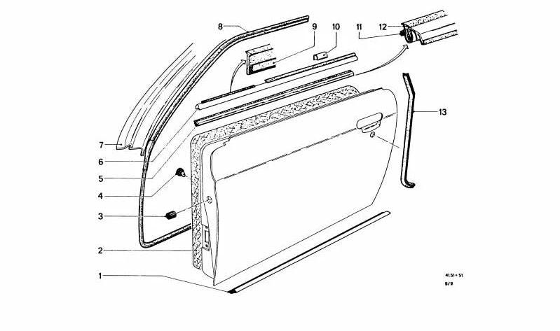 Goma de estanqueidad OEM 51211813195 para BMW E30. Original BMW.