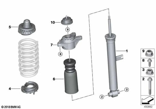 Amortiguador trasero para BMW G42 (OEM 33526896541). Original BMW