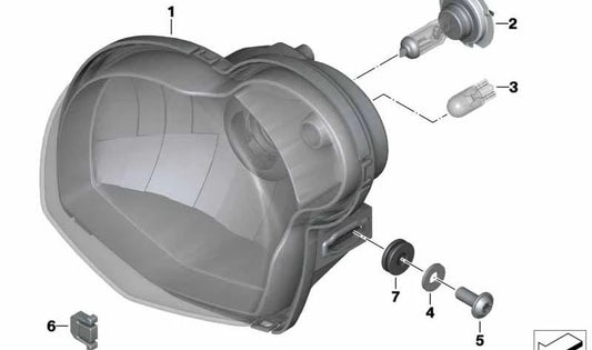 Faro delantero OEM 63127696880 para motos BMW G 650 GS, G 650 X, HP2 Megamoto... y más. Original BMW Motorrad.