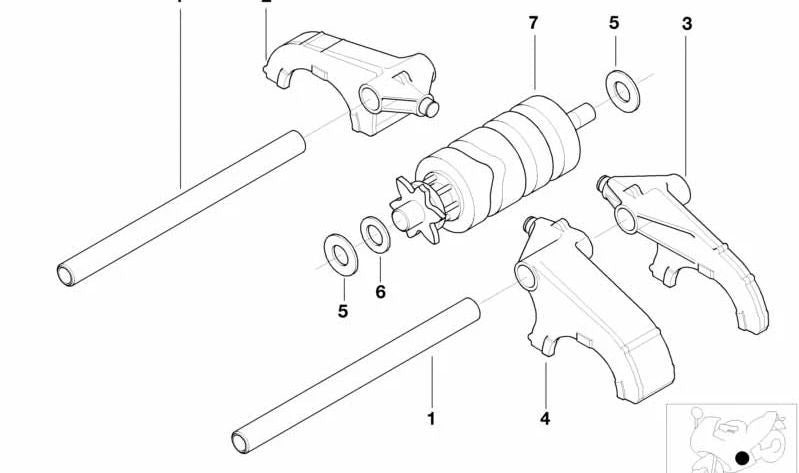 Rail de mando OEM 23217675181 para motos BMW R1150GS, R1150GS Adventure, K1200GT, K1200RS, R1100S... y más. Original BMW Motorrad.