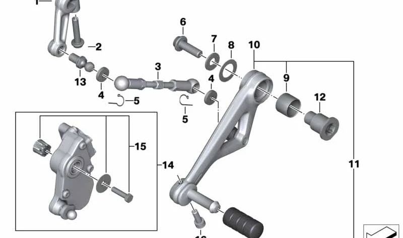 Palanca de mando OEM 23418534689 para motos BMW R1200GS, R1250GS, R1200RT, R1250RT, R1200R, R1250R, R1200RS, R1250RS. Original BMW Motorrad.