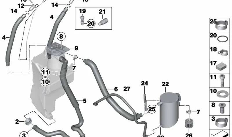 OEM -Schlauchklemme 11617838291 für BMW E90, E92, E93. Original BMW.