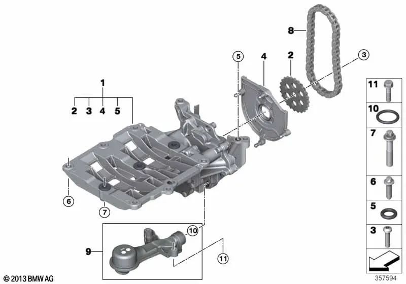 Bomba de depósito de óleo OEM 11418511459 para BMW F20, F21, F22, F30, F31, F34, F32, F33, F10, F11, X1, X5... e muito mais. BMW genuíno.