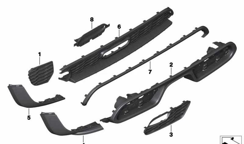 Inserción de parachoques trasero OEM 51127365144 para MINI F56, F57 JCW/PDC. Original MINI.