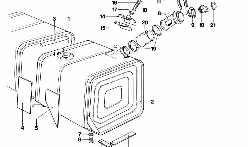 Depósito de combustible izquierdo OEM 16112420877 para BMW E60, E61, E63, E64, E65, E66, F06, F07, F10, F11, F12, F13, F18, G30, G31, G32, F01, F02. Recambio original BMW.