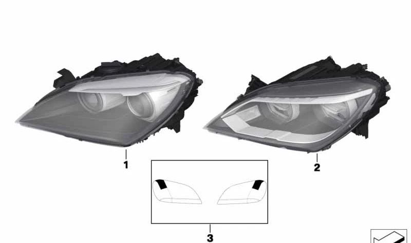 Faro delantero derecho Xenón adaptativo (AHL) OEM 63117272018 para BMW F06, F12, F13 (incl. 650i xDrive). Original BMW.