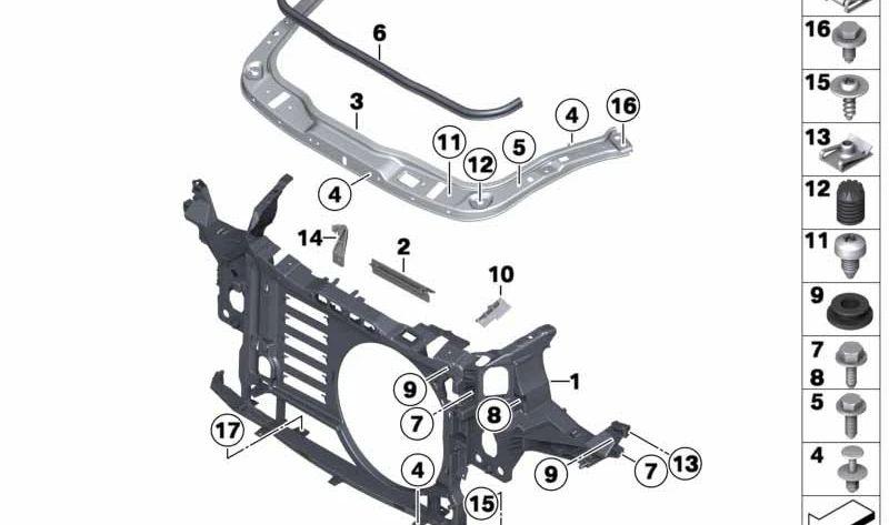Soporte de cerradura capó OEM 51717147911 para MINI R55, R56, R57, R58, R59, 3/20. Compatible con todos los modelos indicados. Pieza original MINI.