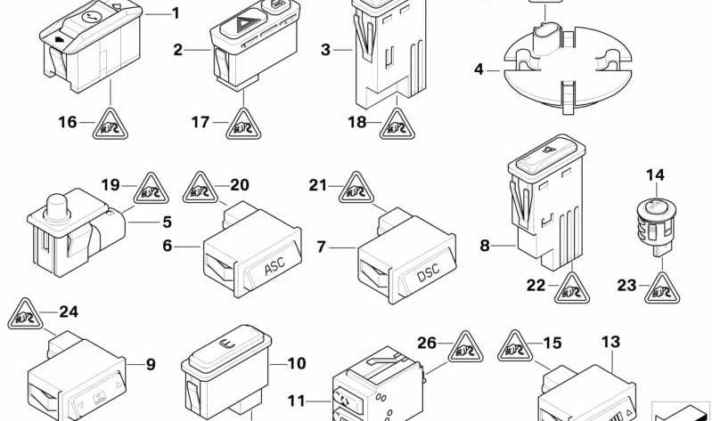 Bouton du capteur de pression des pneus OEM 61318375440 pour BMW E46. BMW d'origine.