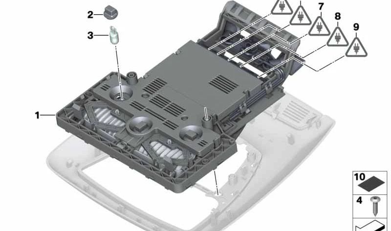 Juego de botones techo interior OEM 61319289280 para BMW F07, F10, F11, F18, F01, F02, F25, F26. Pieza original BMW. Ideal para reparar el panel de mandos del techo de forma sencilla.