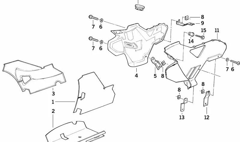 Soporte delantero derecho OEM 46632309320 para BMW Motorrad K1, K 100 RS. Original BMW Motorrad.
