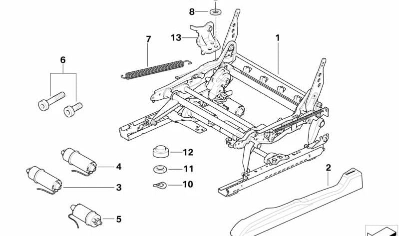 Mecanismo eléctrico del asiento derecho OEM 52107111882 para BMW E53. Original BMW.