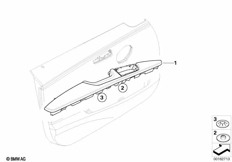 Front left armrest for BMW E90, E91 (OEM 51419146369). Original BMW.
