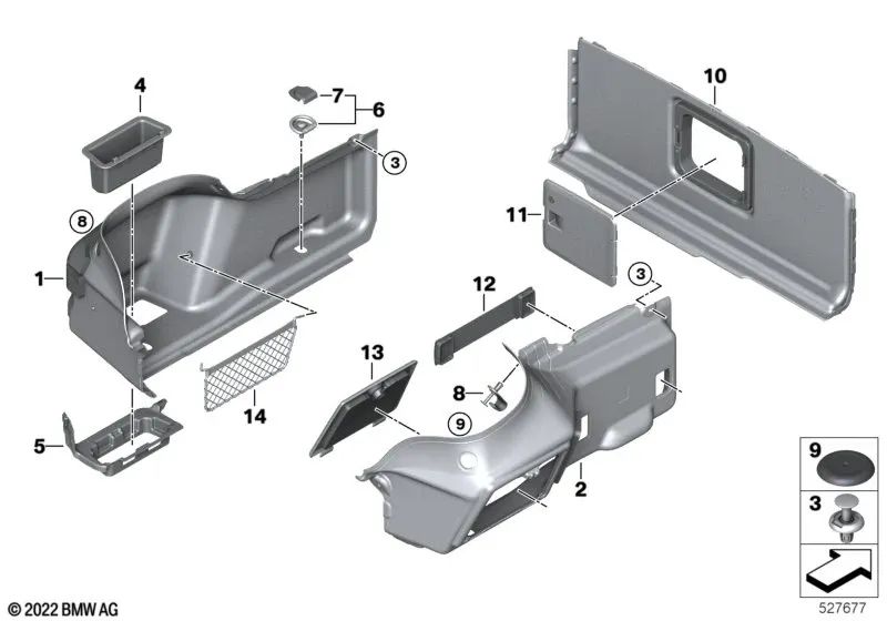 Luggage storage tray for BMW G29 (OEM 51477456425). Original BMW.