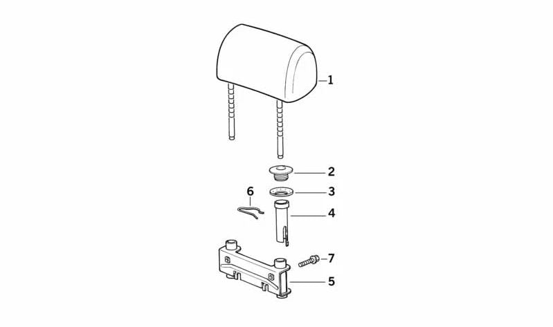 Soporte trasero reposacabezas OEM 52208156315 para BMW E36. Pieza original BMW.