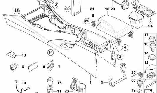 OEM Coin Box 51167148484 pour BMW E90, E91. Accessoire d'origine pour la console centrale. BMW original de couleur beige.