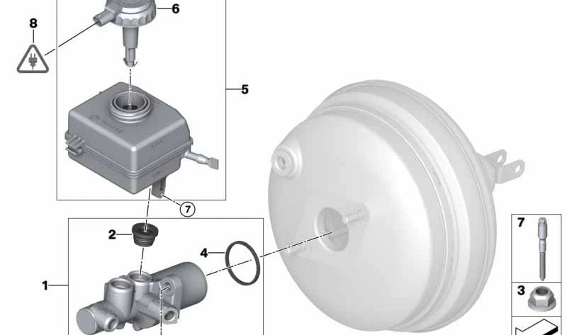OEM brake fluid tank 34336771718 for BMW X5 E70 (3.0D, 3.0SD, 3.0SI, 3.5D, 4.8i). Original BMW.