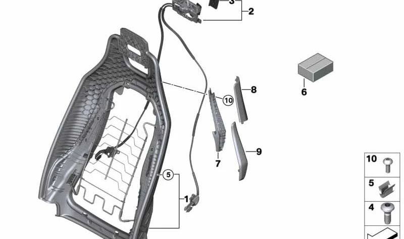 Embellecedor guía cinturón izquierdo OEM 52107326597 para BMW I12, I12N. Original BMW.
