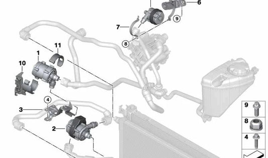 OEM -Wasserpumpenstütze 11518642846 für BMW G30, G11, G12. Original BMW.