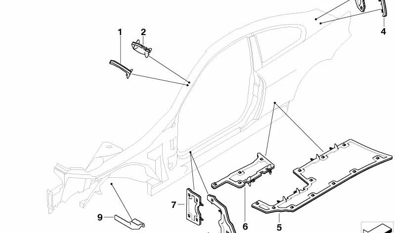 Soporte estructura derecha OEM 41147135326 para BMW E63, E64. Original BMW.