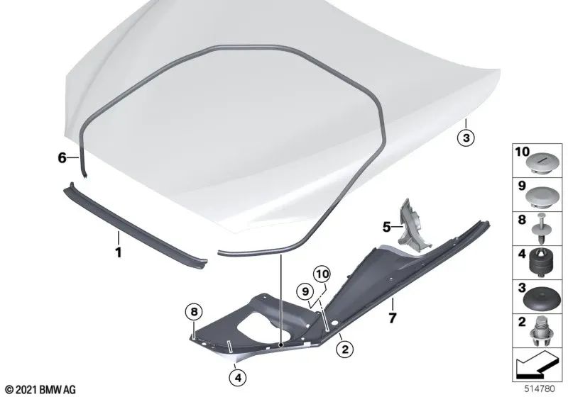 Links hintere Vorderabdeckung für BMW F10, F11, F18, F06, F12, F13 (OEM 51767206569). Original BMW